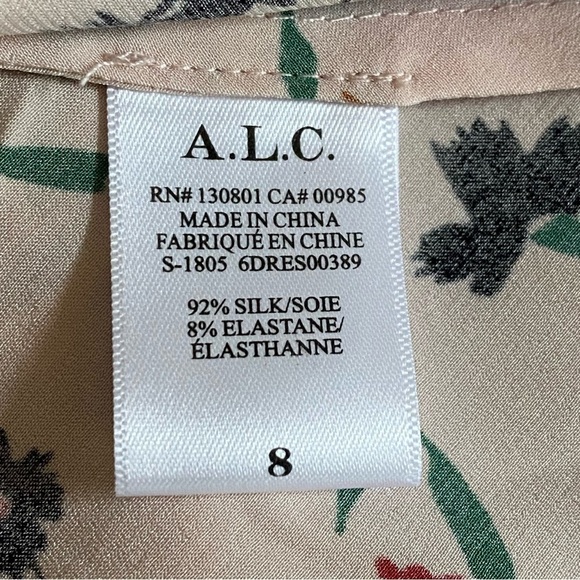 ALC Floral Silk Ruthie Pajama Dress Pink Black Red Size 8 - Picture 11 of 12